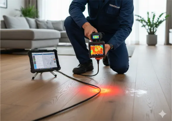 Ricerca perdita occulta nell'impianto di riscaldamento con termocamera e gas tracciante in Emilia Romagna e province